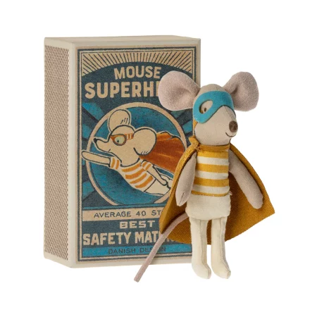 Maileg, Super hero mouse, Little brother in  matchbox