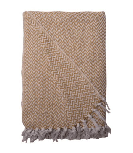 Pledd- Throws-Edge-Mustard, 130x180 cm