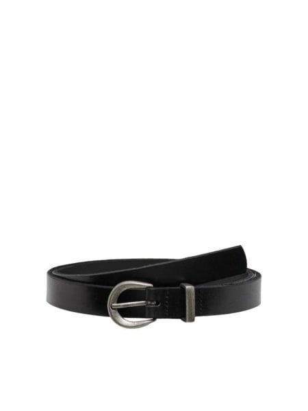 ONLY, MINA LEATHER JEANS BELT, Black ANTIQUE SILVER metal