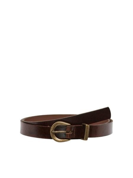 ONLY, MINA LEATHER JEANS BELT,  Cognac ANTIQUE BRASS metal