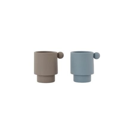 OYOY 2Pack Tiny Inka Cups, Dusty Blue/ Clay