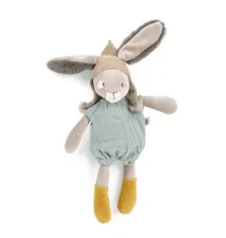 Moulin Roty, Kanin med blå/grønn drakt, kosedyr 30 cm