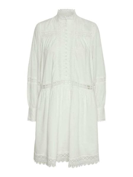 YAS, VICCA LS DRESS S. - Kjole, Hvit/Star White