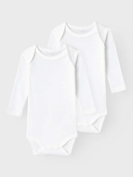 NAME IT BODY 2Pakning, LS SOLID WHITE NOOS, BRIGHT WHITE/HVIT