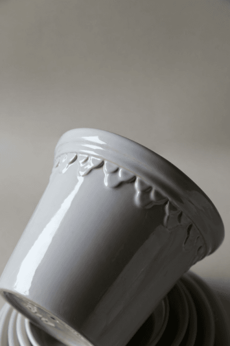 Bergs Potte, Københavner GLAZED Mineral White, Blomsterpotte Ø 16 cm