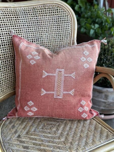 Putetrekk i kaktussilke Med broderi, Rust, 45x45