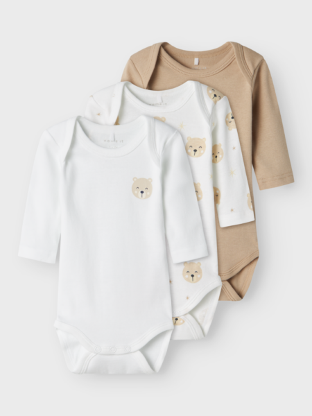 NAME IT BODY 3P, Body 3pkn, LS OXFORD BEAR NOOS