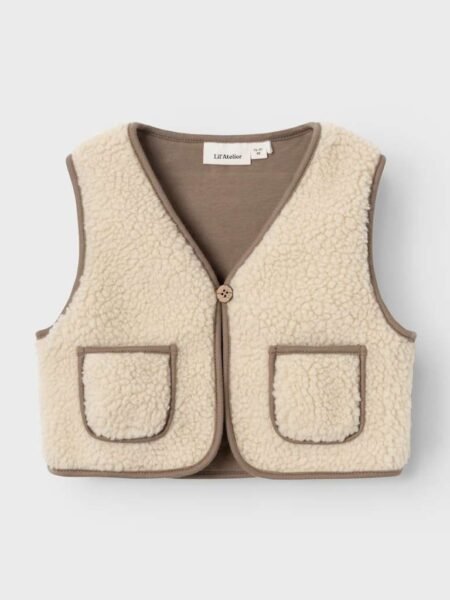 LIL ATELIER, JONO RLX SHERPA VEST, Teddyvest, Birch
