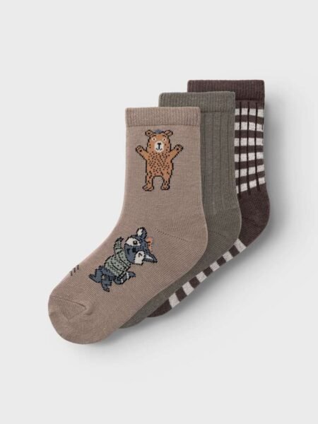 NAME IT, MOLAN 3P SOCK,3PK SOKKER, Bracken Tea Leaf