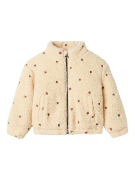 LIL ATELIER, NALO SHERPA LOOSE JACKET, Teddyjakke, Sandshell, HEARTS
