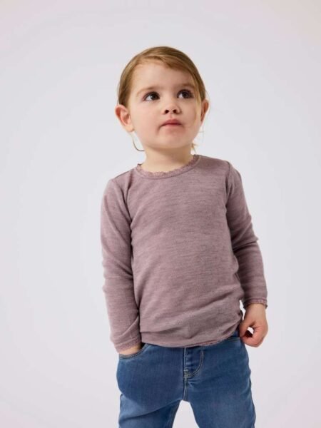 NAME IT WANG WOOL NEEDLE LS TOP- Ulltrøye, SOLID NOOS, Purple Dove,