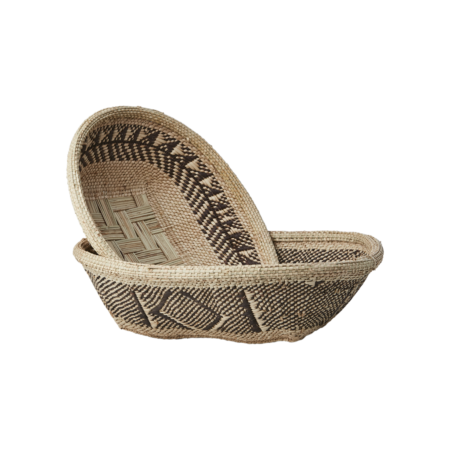 TRIBE Basket M, Natural/brown- Håndlaget Stråkurv, ~L30xW27xH9 cm