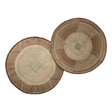 TRIBE Tray S Natural/cognac brown , Stråfat Håndlaget,  ø 70