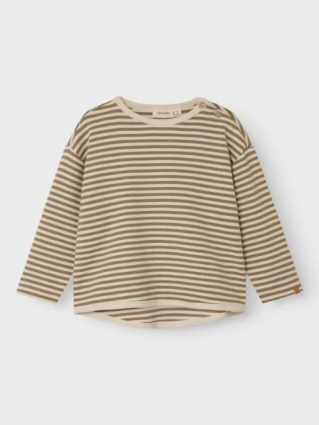 LIL’ ATELIER GEO ALK LS RLX TOP- Genser, Stripet, Birch