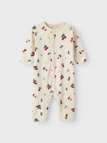 NAME IT VISMAS LS NIGHTSUIT- Julepysj, Heldress, Baby 50-80, Whitecap Gray Christmas Elements