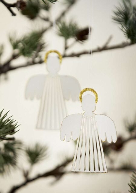 Bungalow  Denmark Håndlaget  Papir Engel -  Angel Off White sett av 3,, 6x8 cm