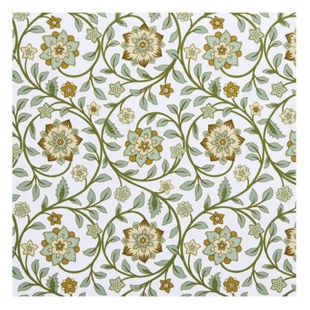 Bungalow Denmark Serviett, Paper Napkin 20x20cm Roja Sage-  Grønn/ Offwhite  Blomstrer 50stk