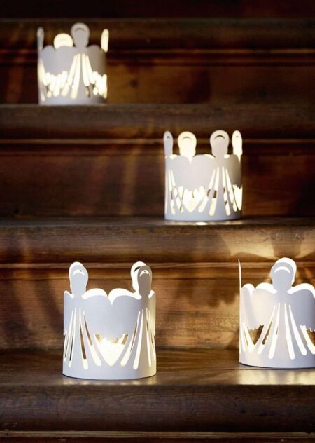 Bungalow  Denmark Candle Holder - Lysholder- T Lysholder, Angel- Engel, Ø10cm Off White