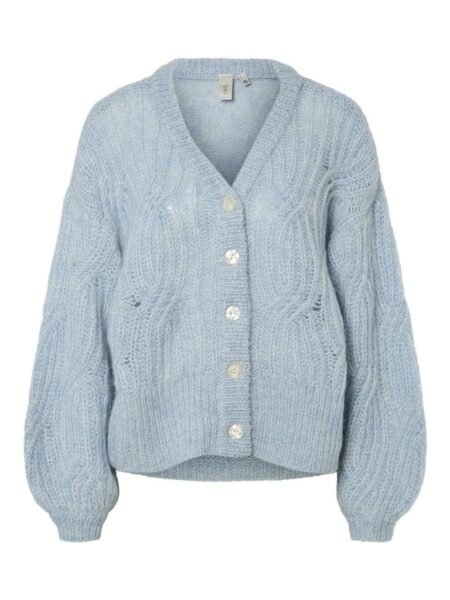YAS ZUMA LS KNIT CARDIGAN- strikket Cardigan, Clear Sky- Lys Blå