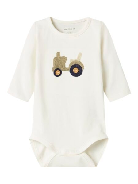 NAME IT BACTO LS BODY BOX- Body Med Traktor Broderi, Cloud Dancer