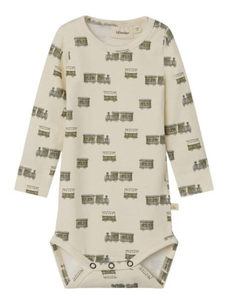 LIL' ATELIER GAYO LS SLIM BODY Med Togmotiv ,Turtledove,