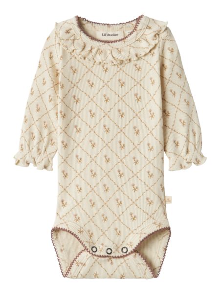 LIL ATELIER, GAGO KUG LS SLIM BODY, Turtledove/Rutet blomsterprint