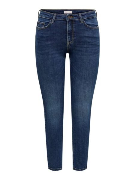 JDY FINA MW SKINNY ANK JNS DB NOOS DNM- Dongeribukse, Dark Blue Denim, 30, 32 og 34"