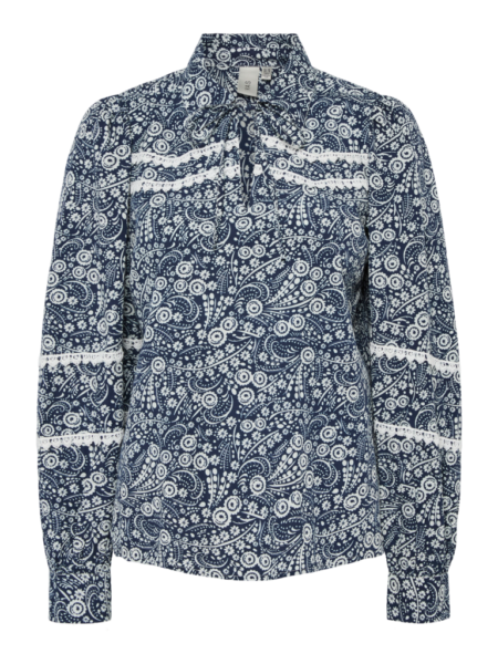 YAS PERA LS TOP S. Skjorte/ Bluse, Navy Blazer Pera print