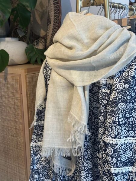 Ull Viskose Vevet Sjal , Beige