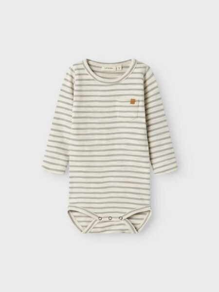 LIL ATELIER DENJI LS BODY LIL, Turtledove FOREST FOG- Offwhite , Støvet Blå Stripet