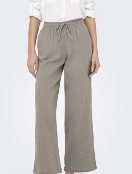 JDY THEIS LIFE WIDE PANT, Benlengde "30, Krinklet bomullsbukse, Brindle/Brun