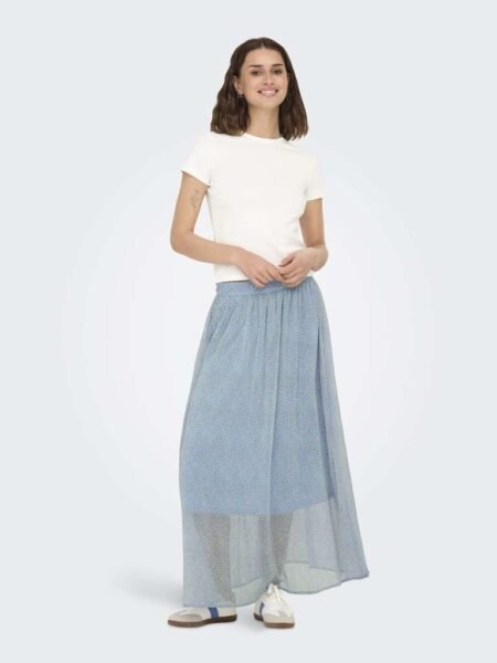 JDY JENIFY LIFE HW MAXI SKIRT WVN, SKJØRT, BLÅTT/Frozen Fjord W. MULTI COLOR DOTS