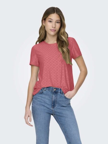 JDY CATHINKA S/S TAG TOP JRS, Rose of Sharon