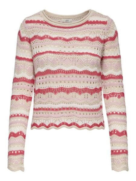 JDY SUN LAY L/S BOATNECK PULLOV. KNT NOOS- Strikket Genser, Sandshell ROSE OF SHARON/CD/CHALK PINK
