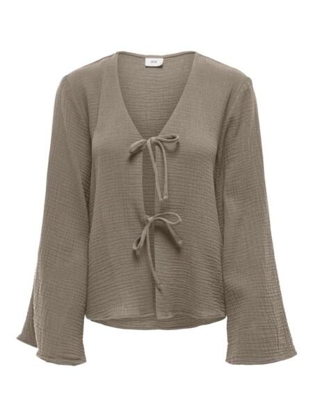 JDY THEIS LIFE L/S TOP WVN DIA, Krinklet bomullstopp/ Knytebluse, Brindle/Brun