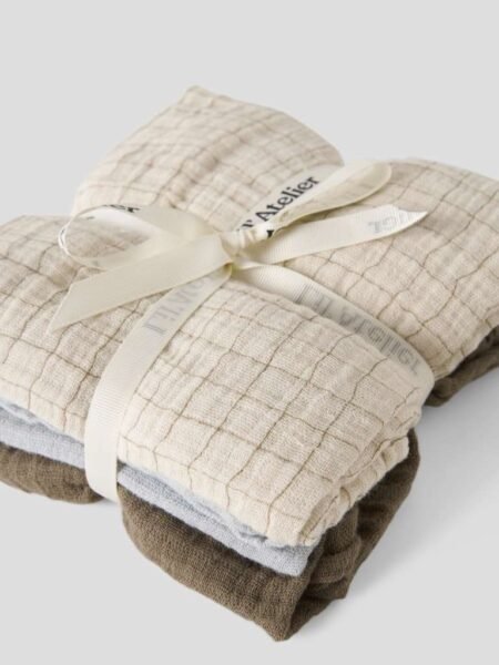 LIL ATELIER FERGIE 3PACK NAPPIES LIL- 3 Pakning Kluter I Bomullsmusselin, VAPOR BLUE