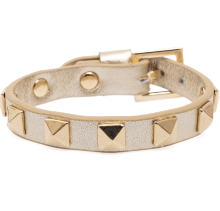 Dark Department, Leather Stud Bracelet, Armbånd i lær, Gold Metallic