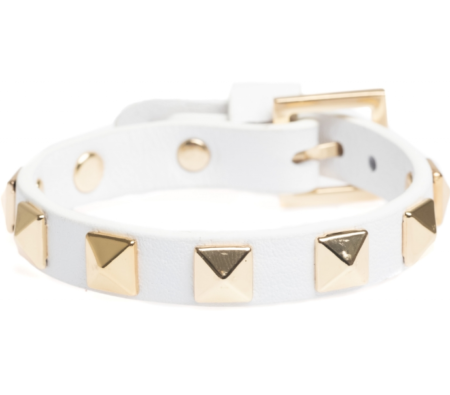 Dark Department, Leather Stud Bracelet, Armbånd i lær, White