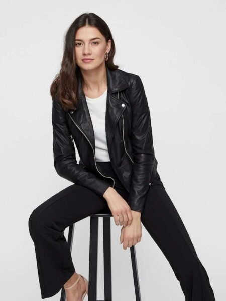 YAS SOPHIE LEATHER JACKET NOOS- Skinnjakke/ Bikerjakke, Black- Sort
