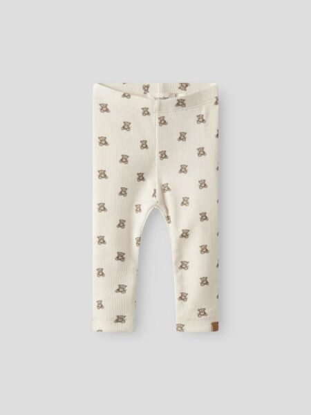 LIL ATELIER GAVO ELF SLIM LEGGING LIL- TURTLEDOVE AOP TEDDY BEAR- Teddybjørn