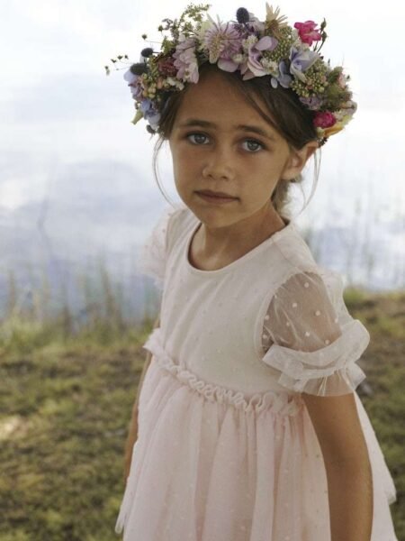 LIL ATELIER FRILLA SS LOOSE TULLE DRESS LIL- Tyllkjole, Peach Blush