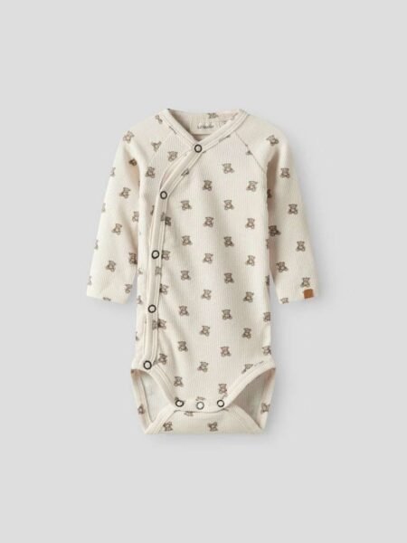 LIL ATELIER, GAVO ELF SLIM WRAP BODY LIL, Turtledove TEDDY BEAR/ Offwhite TEDDYBJØRN