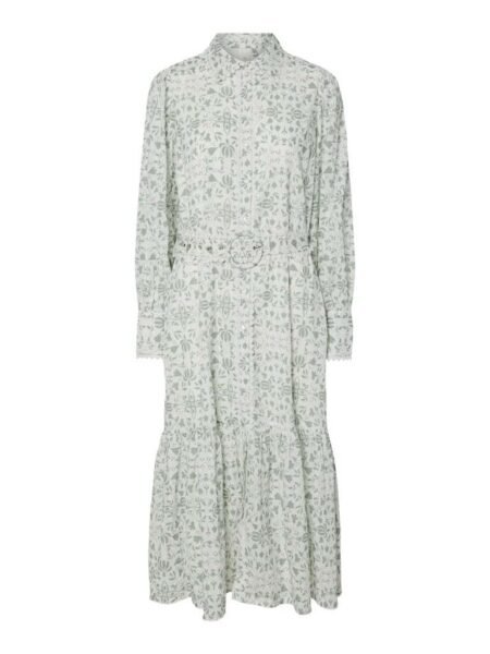 YAS VIPS LS LONG SHIRT DRESS S.- Skjortekjole,  Iceberg Green Vips print