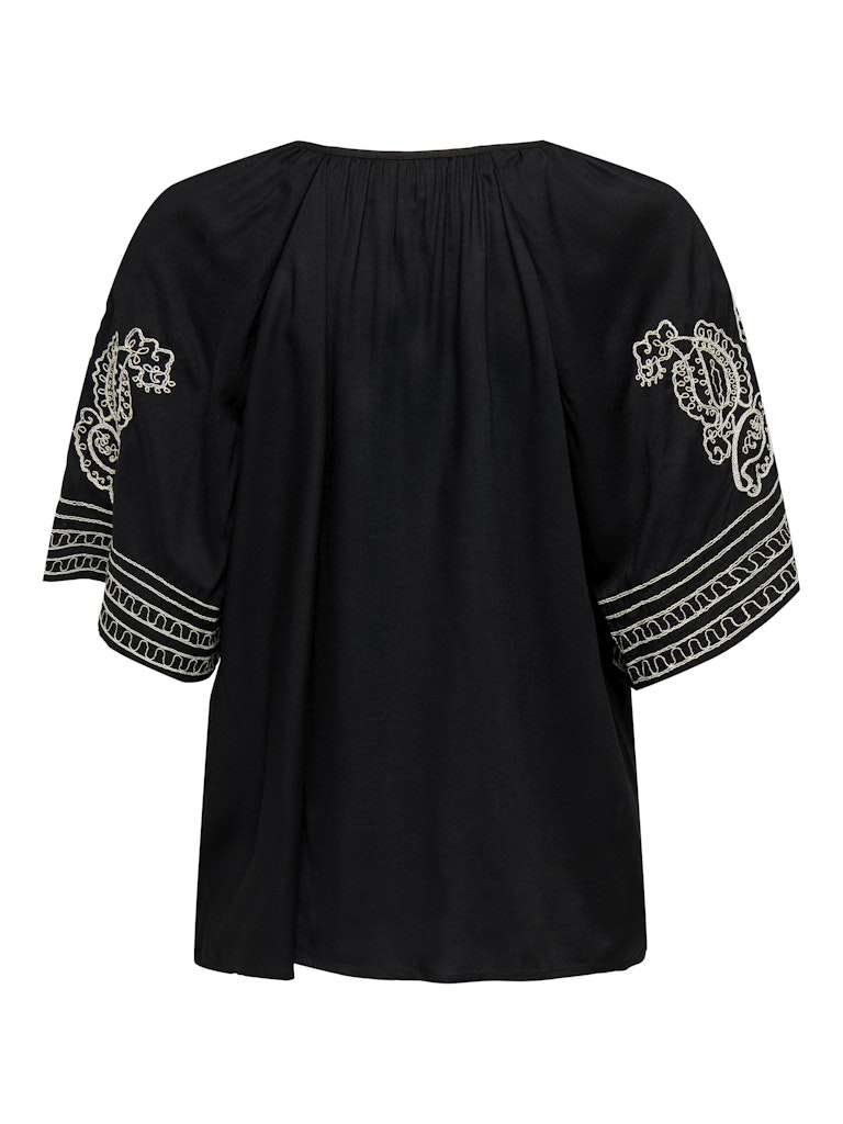 JDY RISSO LIFE BIANCA L/S TOP, Bluse, Black W. TAPIOCA EMBROIDERY - Bilde 3