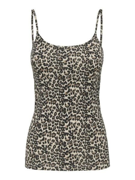 JDY AVA SINGLET JRS NOOS, TOPP, Tapioca Leo. Leopard
