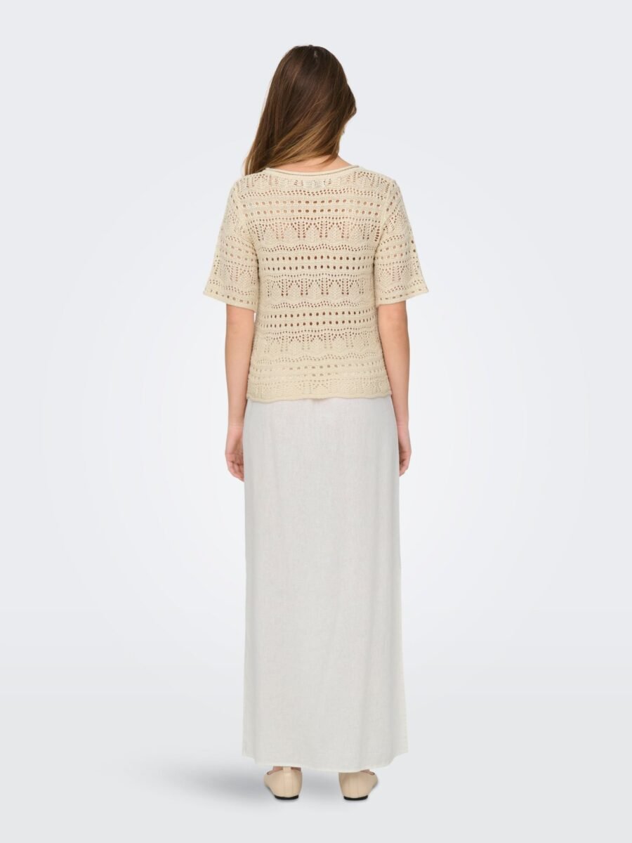 JDY SUN LAY 2/4 PULLOVER KNT, Heklet Genser Med 2/4 Arm, Tapioca - Bilde 5