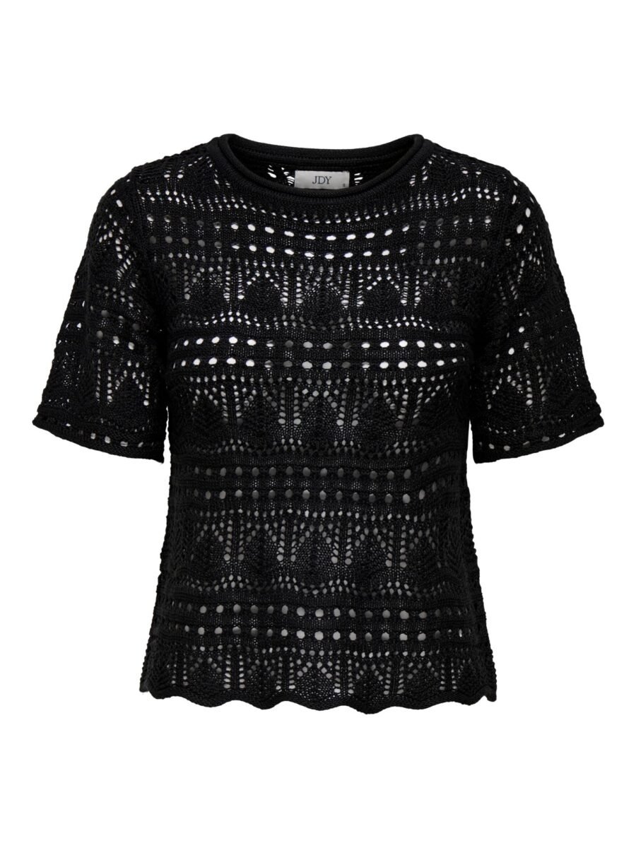 JDY SUN LAY 2/4 PULLOVER KNT, Heklet Genser Med 2/4 Arm, Black - Bilde 3