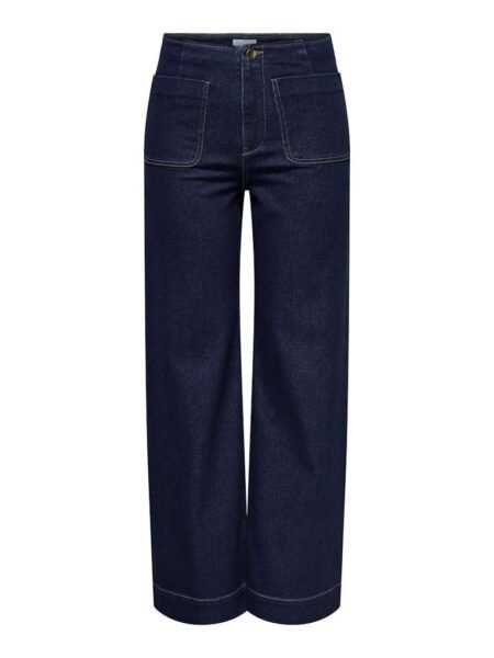 JDY NEW VANESSA HW POCKET WIDE JEANS DNM- Dongeribukse, Dark Blue Denim