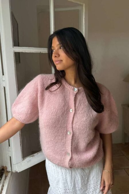BY IC IdaIC SS Cardigan - Light Pink/ Lys Rosa