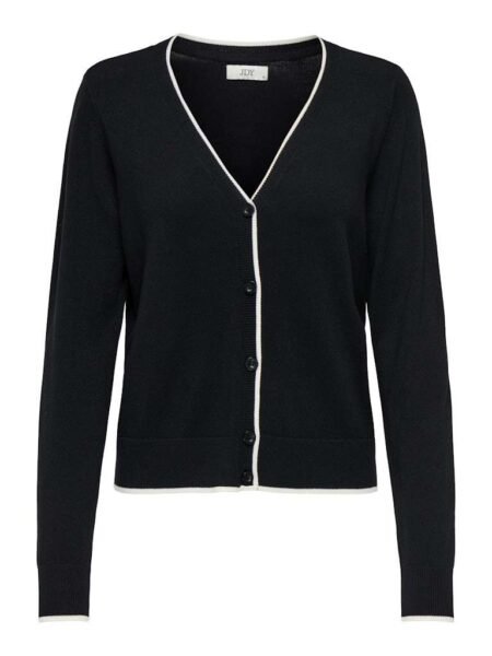 JDY BASICA L/S V-NECK CONTRAST CARDI KNT, Black CD CONTRAST